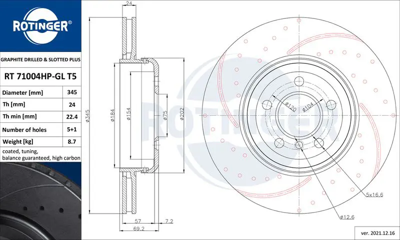ROTINGER RT71004HPGLT5 Тормозной диск