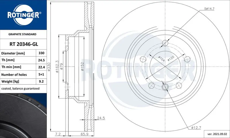 ROTINGER RT20346GL Тормозной диск