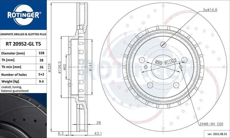 ROTINGER RT20952GLT5 Brake disc