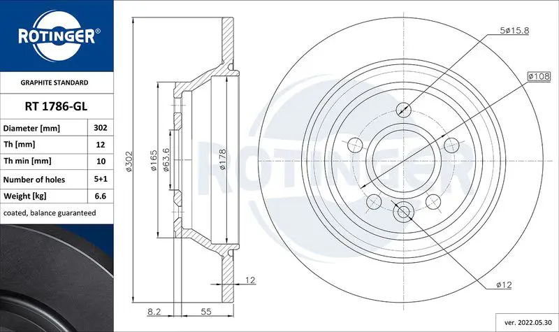 ROTINGER RT1786GL Brake disc