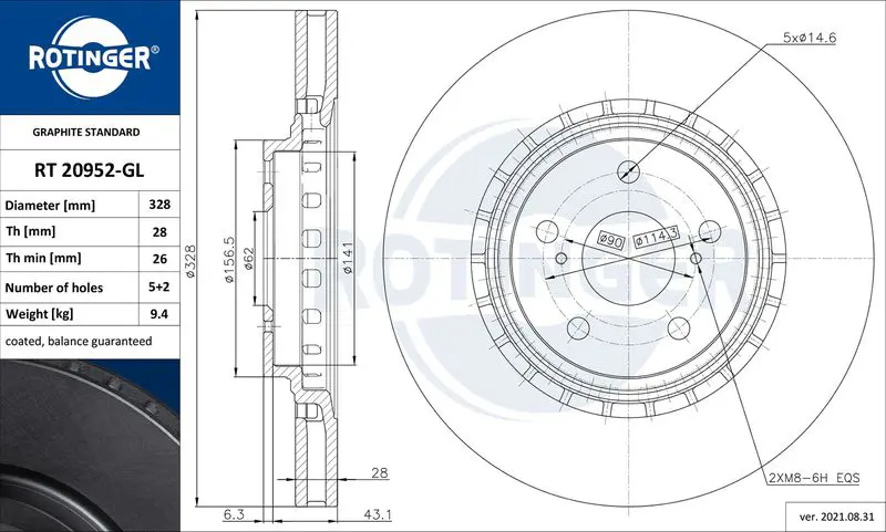 ROTINGER RT20952GL Тормозной диск