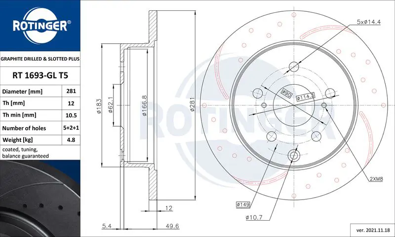 ROTINGER RT1693GLT5 Тормозной диск