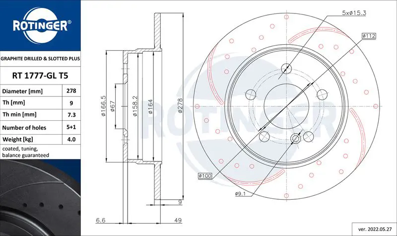 ROTINGER RT1777GLT5 Тормозной диск