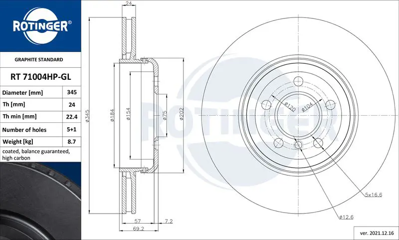 ROTINGER RT71004HPGL Тормозной диск