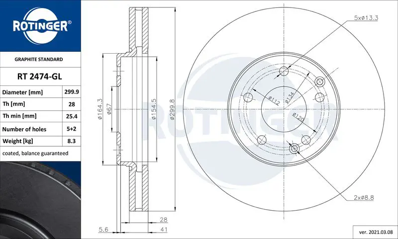 ROTINGER RT2474GL Тормозной диск