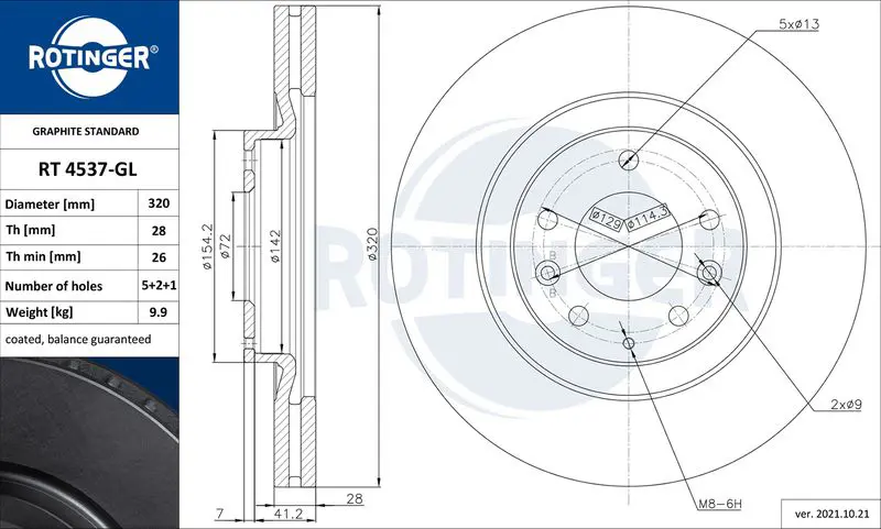 ROTINGER RT4537GL Тормозной диск