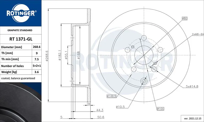 ROTINGER RT1371GL Тормозной диск