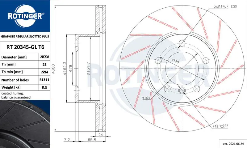ROTINGER RT20345GLT6 Тормозной диск
