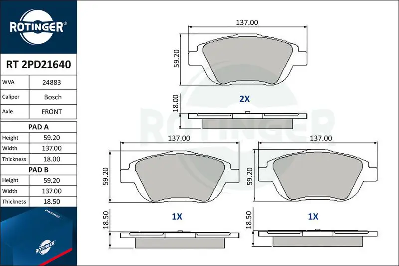 RT2PD21640 Колодки тормозные дисковые без