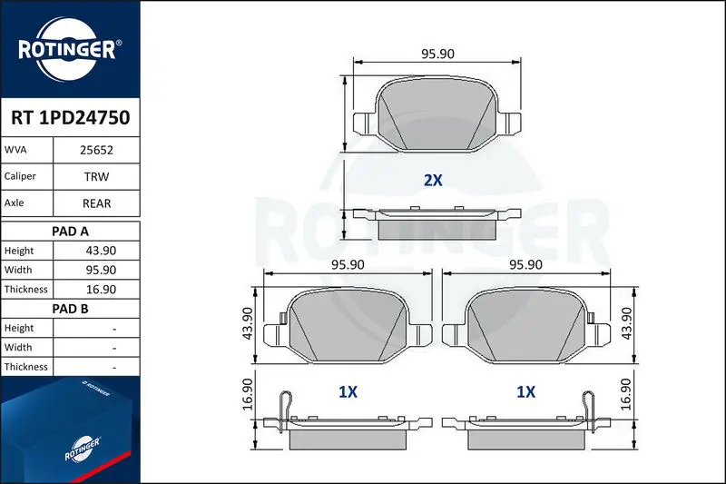 RT1PD24750 Колодки тормозные дисковые без