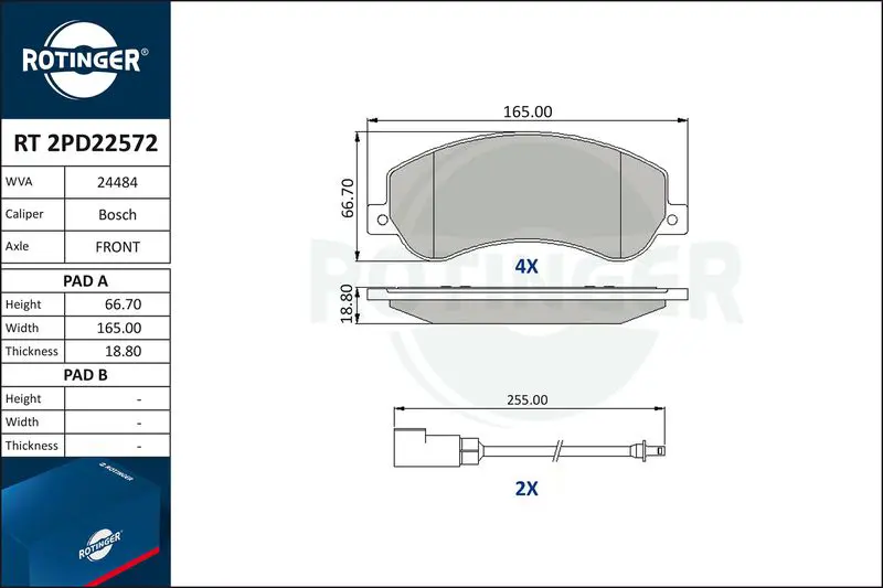 RT2PD22572 Колодки тормозные дисковые с