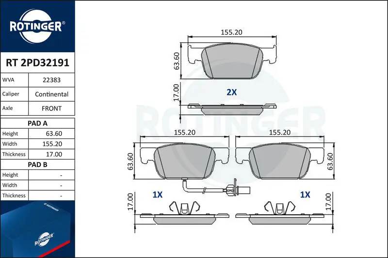 RT2PD32191 Комплект дисковых тормозных