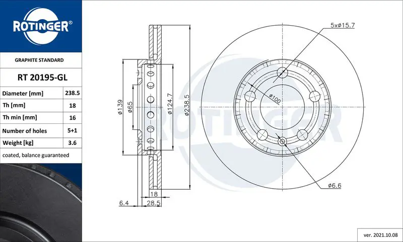ROTINGER RT20195GL Brake disc