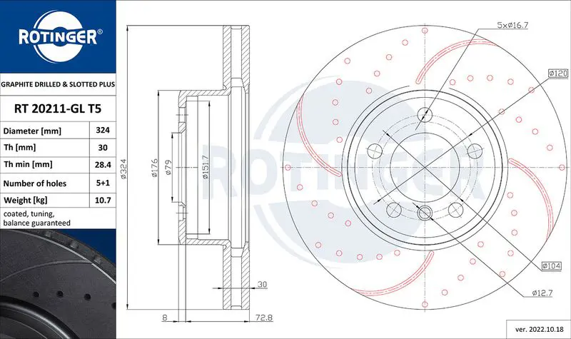 RT 20211-GL T5 Диск тормозной графитовый с