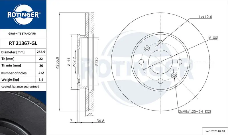 RT 21367-GL Диск тормозной графитовый