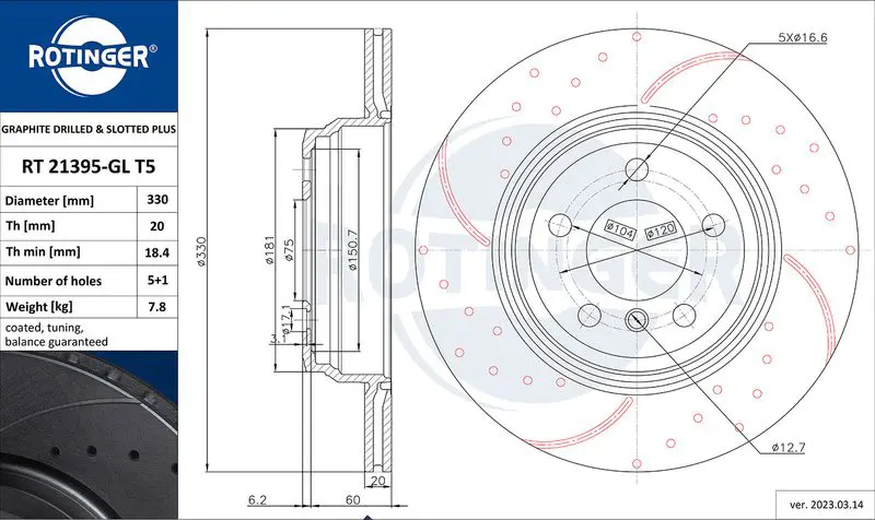 ROTINGER RT21395GLT5 Тормозной диск