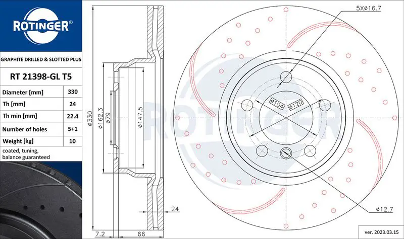 ROTINGER RT21398GLT5 Тормозной диск