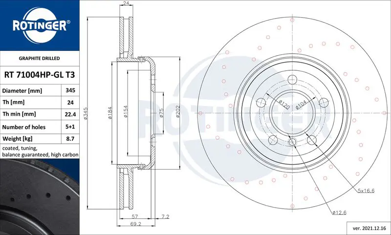 ROTINGER RT71004HPGLT3 Тормозной диск