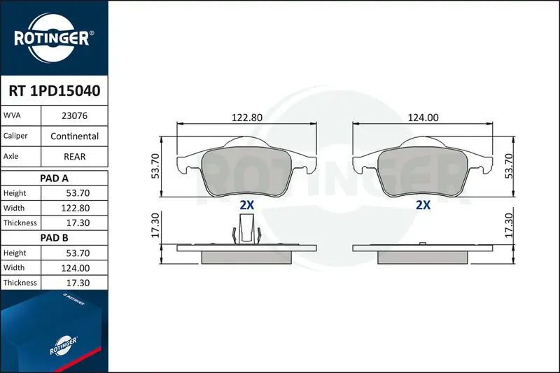 ROTINGER RT1PD15040 Комплект тормозных колодок,