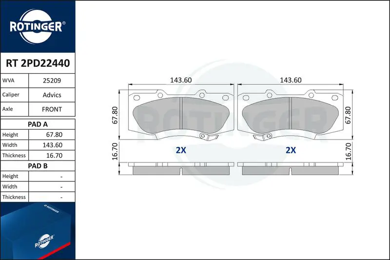 RT2PD22440 Колодки тормозные дисковые без