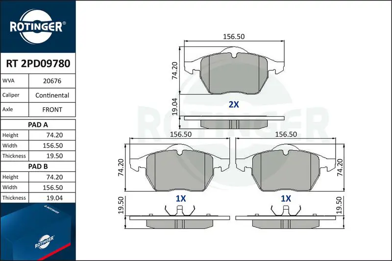 RT2PD09780 Колодки тормозные дисковые без