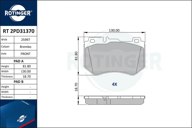 RT2PD31370 Колодки тормозные дисковые без