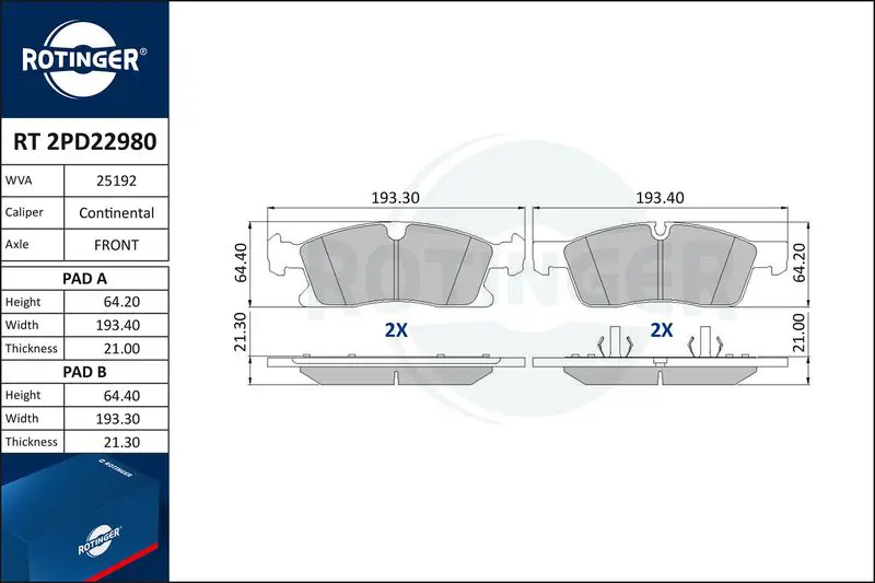 RT2PD22980 Колодки тормозные дисковые без