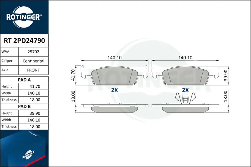 ROTINGER RT2PD24790 Колодки тормозные дисковые без