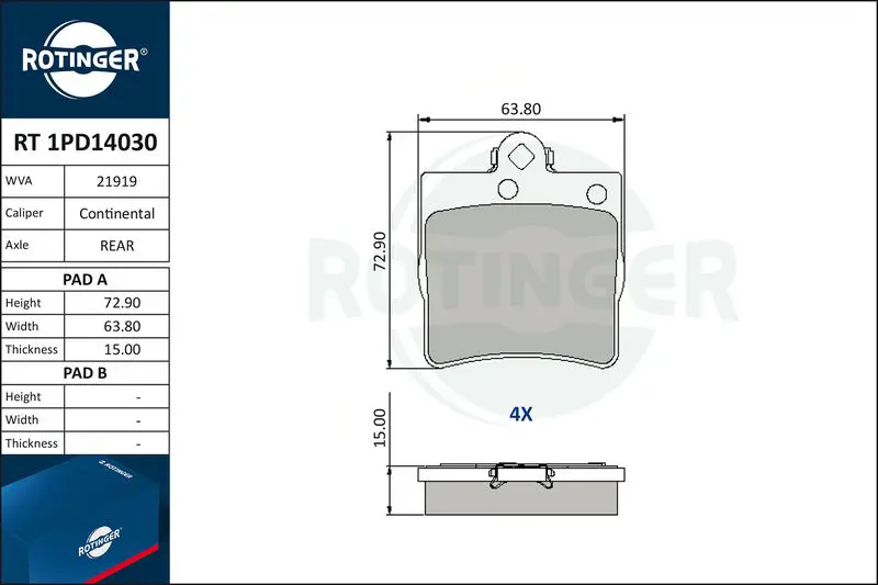 RT1PD14030 Комплект тормозных колодок,
