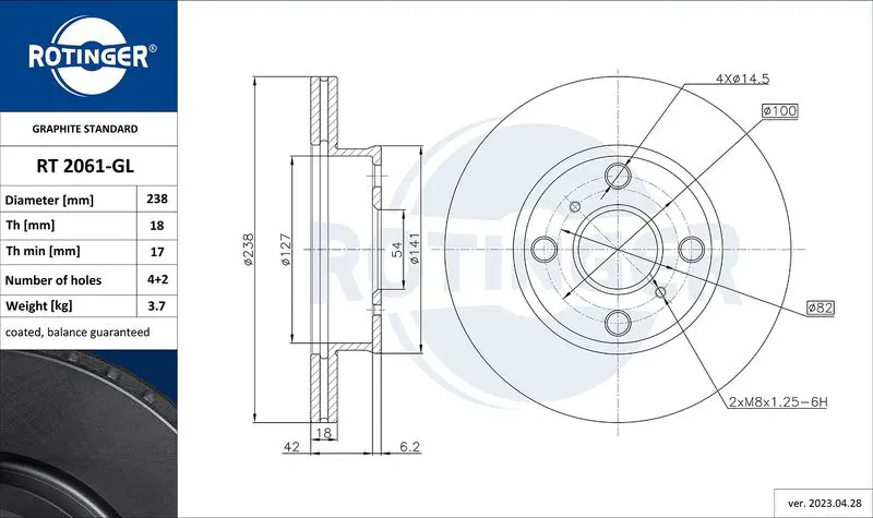 RT2061GL Диск тормозной графитовый