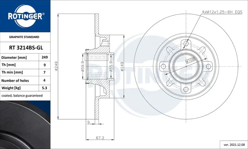 ROTINGER RT3214BSGL Тормозной диск