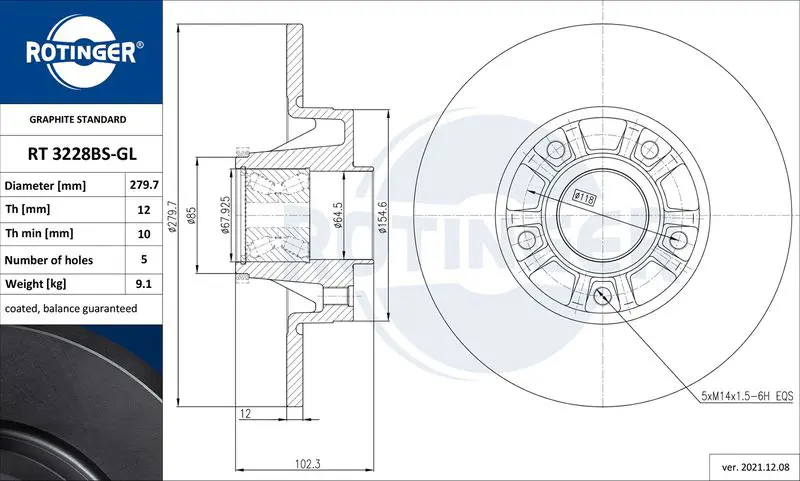 ROTINGER RT3228BSGL Тормозной диск