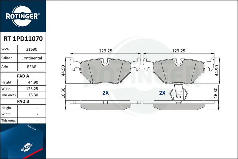 RT1PD11070 Колодки тормозные дисковые без