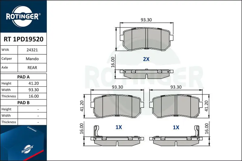 RT1PD19520 Комплект тормозных колодок,