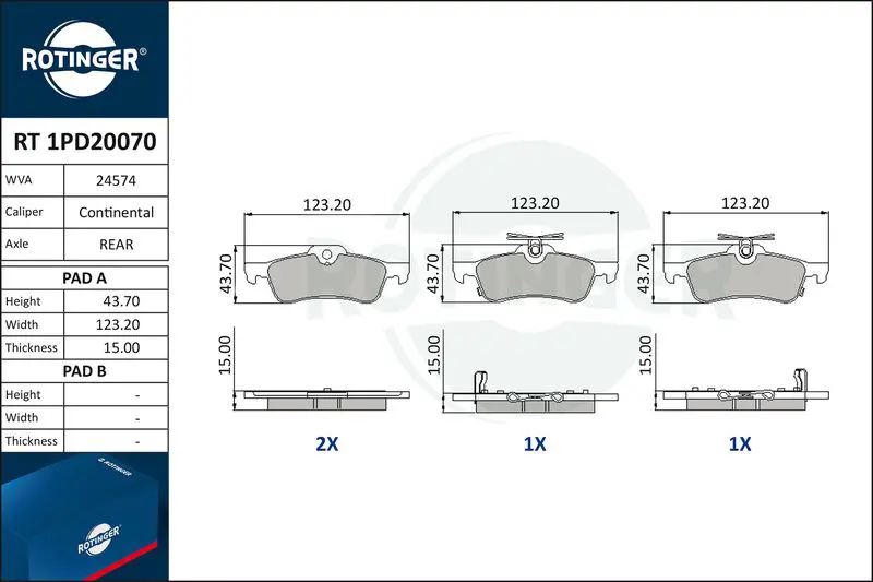 ROTINGER RT1PD20070 Комплект тормозных колодок,