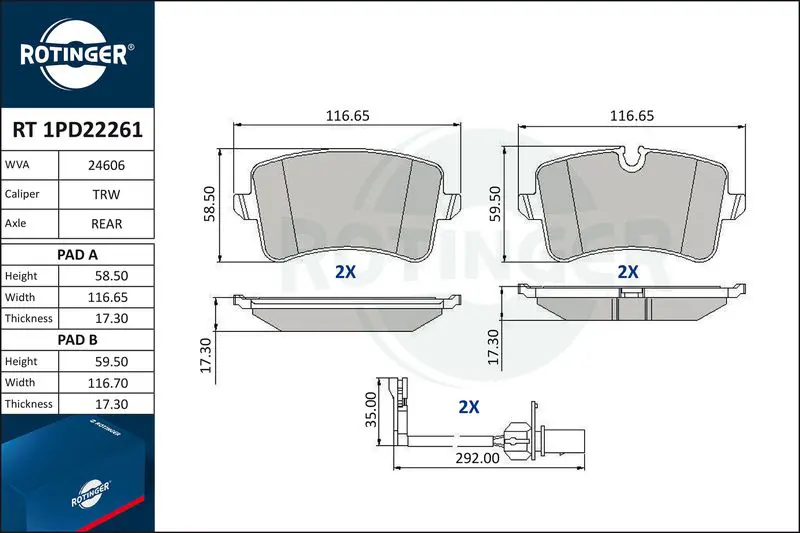 RT1PD22261 Колодки тормозные дисковые с