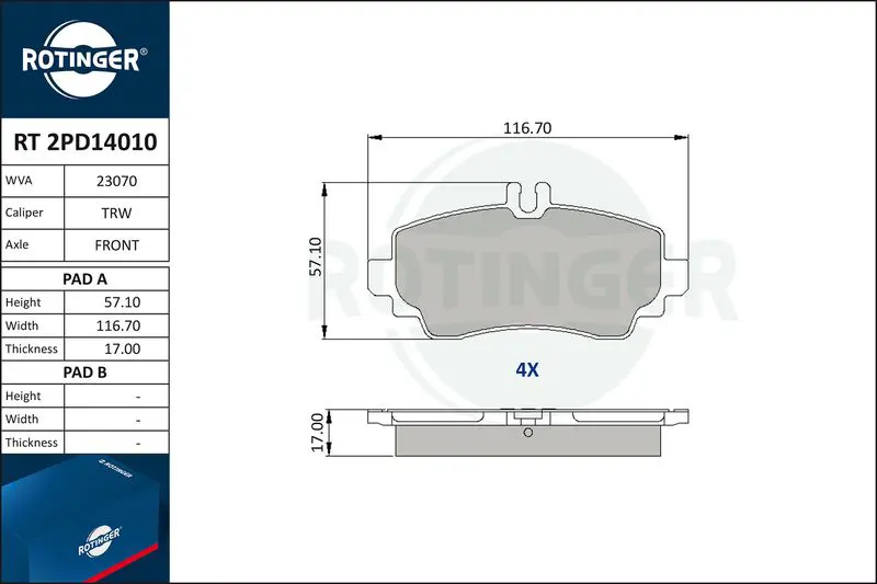 RT2PD14010 Комплект тормозных колодок,