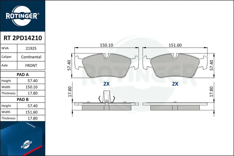 RT2PD14210 Колодки тормозные дисковые без
