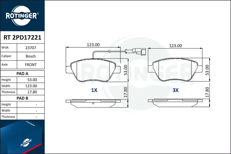 RT2PD17221 Колодки тормозные дисковые с
