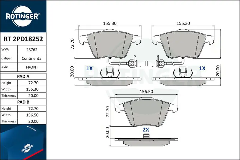 RT2PD18252 Колодки тормозные дисковые с