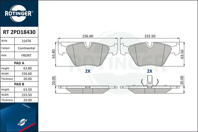 RT 2PD18430 Колодки тормозные дисковые без