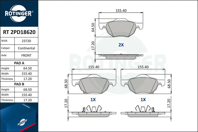 RT2PD18620 Колодки тормозные дисковые без