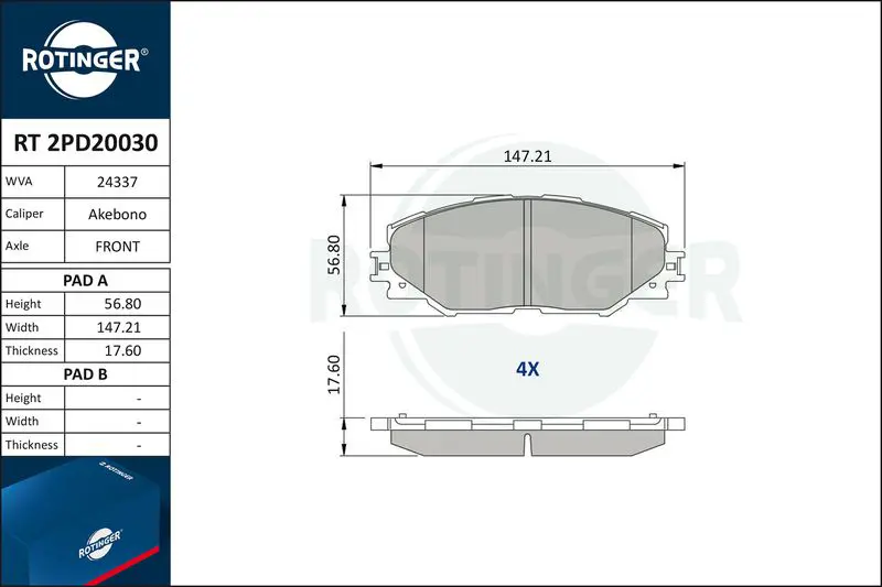 RT2PD20030 Комплект тормозных колодок,