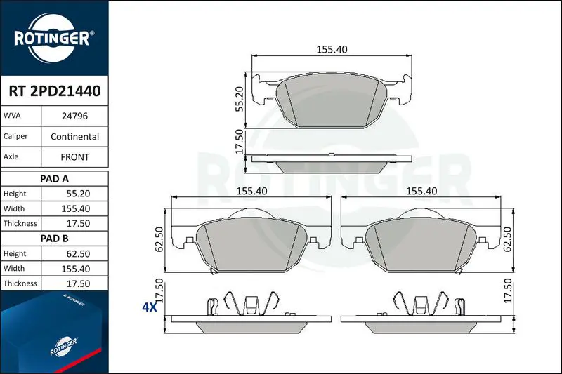 RT2PD21440 Комплект тормозных колодок,