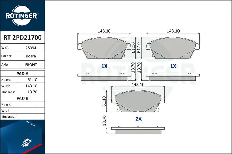 RT2PD21700 Колодки тормозные дисковые без