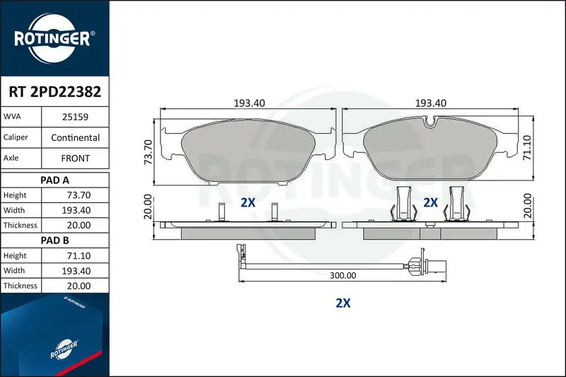 ROTINGER RT2PD22382 Колодки тормозные дисковые с