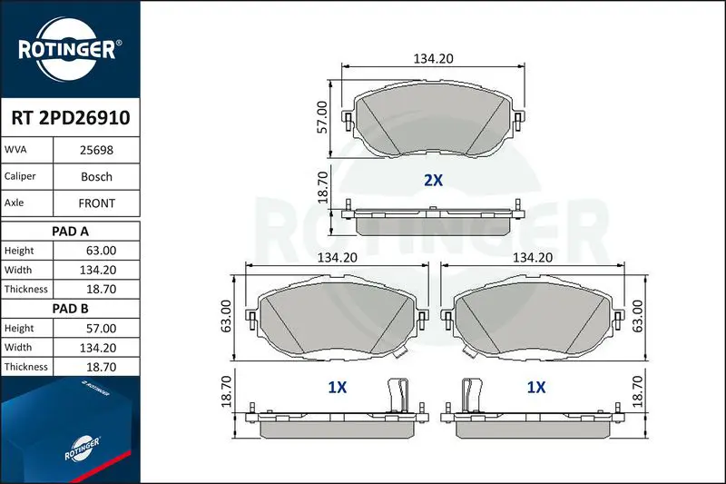 ROTINGER RT2PD26910 Колодки тормозные дисковые без