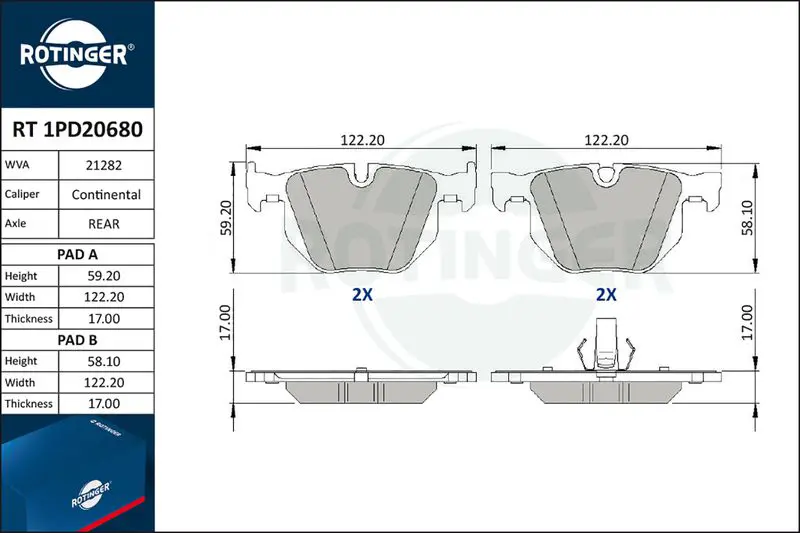 RT1PD20680 Комплект тормозных колодок,