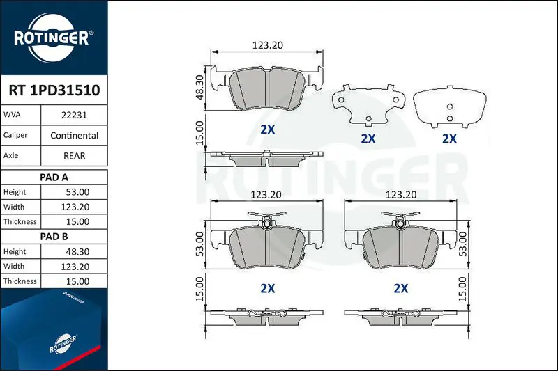 ROTINGER RT1PD31510 Колодки тормозные дисковые без