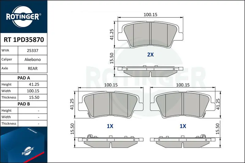 ROTINGER RT1PD35870 Комплект тормозных колодок,